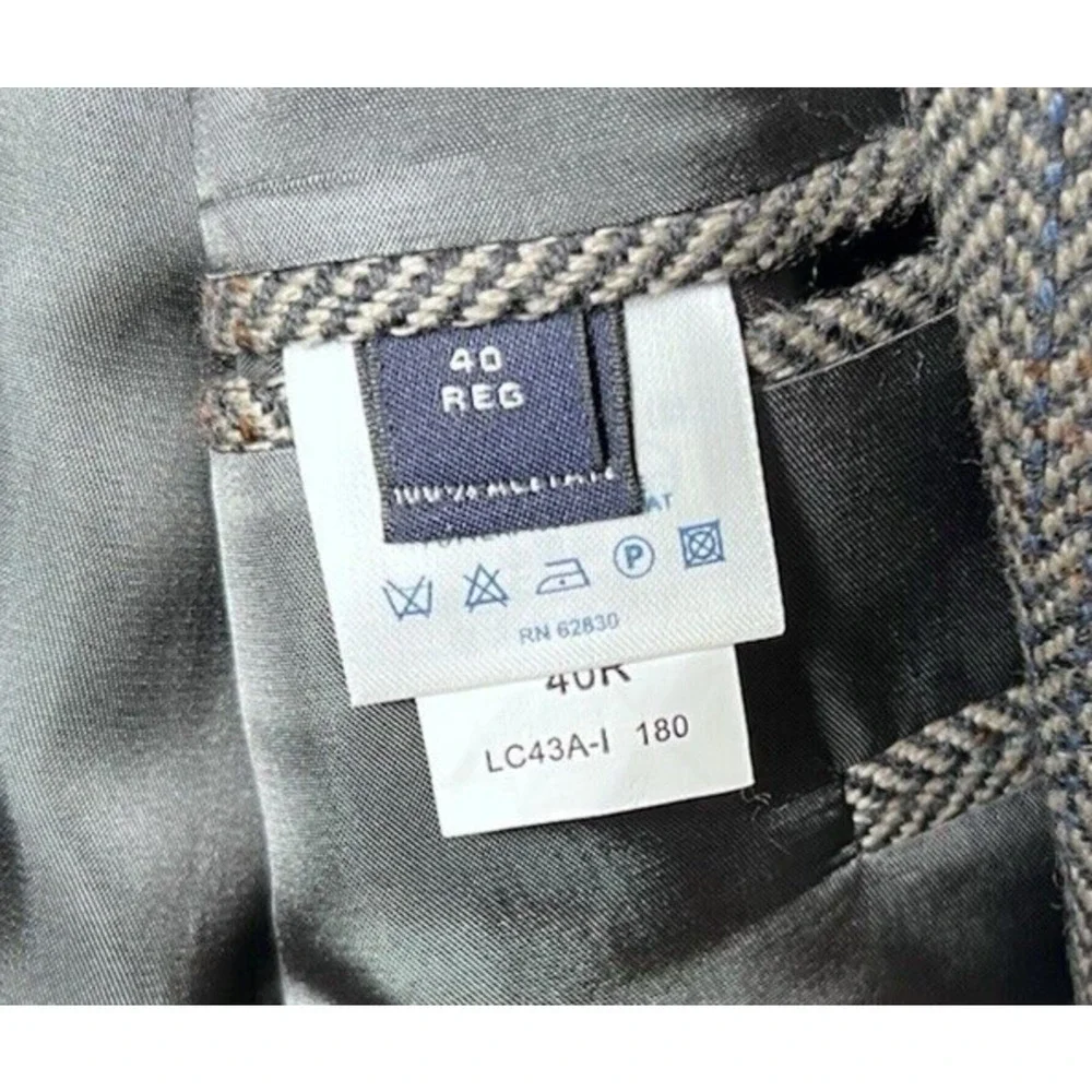 LANDS' END Men's Lambs Wool Herringbone 2 Button Sports Coat Blazer Size 40R